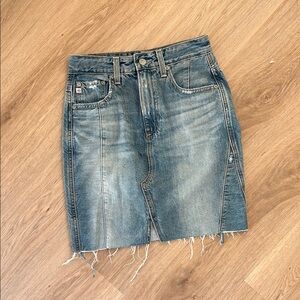 AG Denim Frayed Hem Skirt